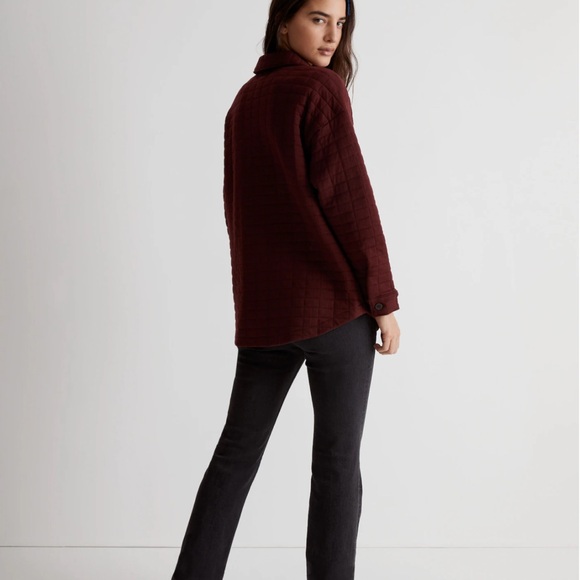 Madewell Quilted Shirt Jacket Shacket Size Large Cabernet Burgundy Comfy Casual - Picture 3 of 10
